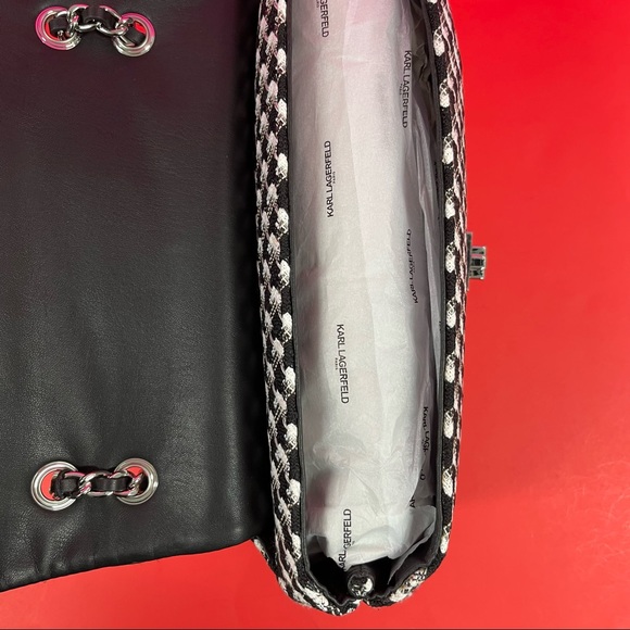 💔SOLD! NWT KARL LAGERFELD DOUBLE FLAP DOUBLE CHAIN 2 WAY BAG - Picture 13 of 16
